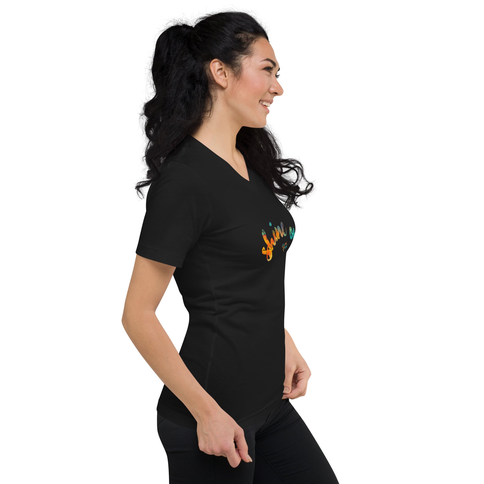 black v neck t shirt womens