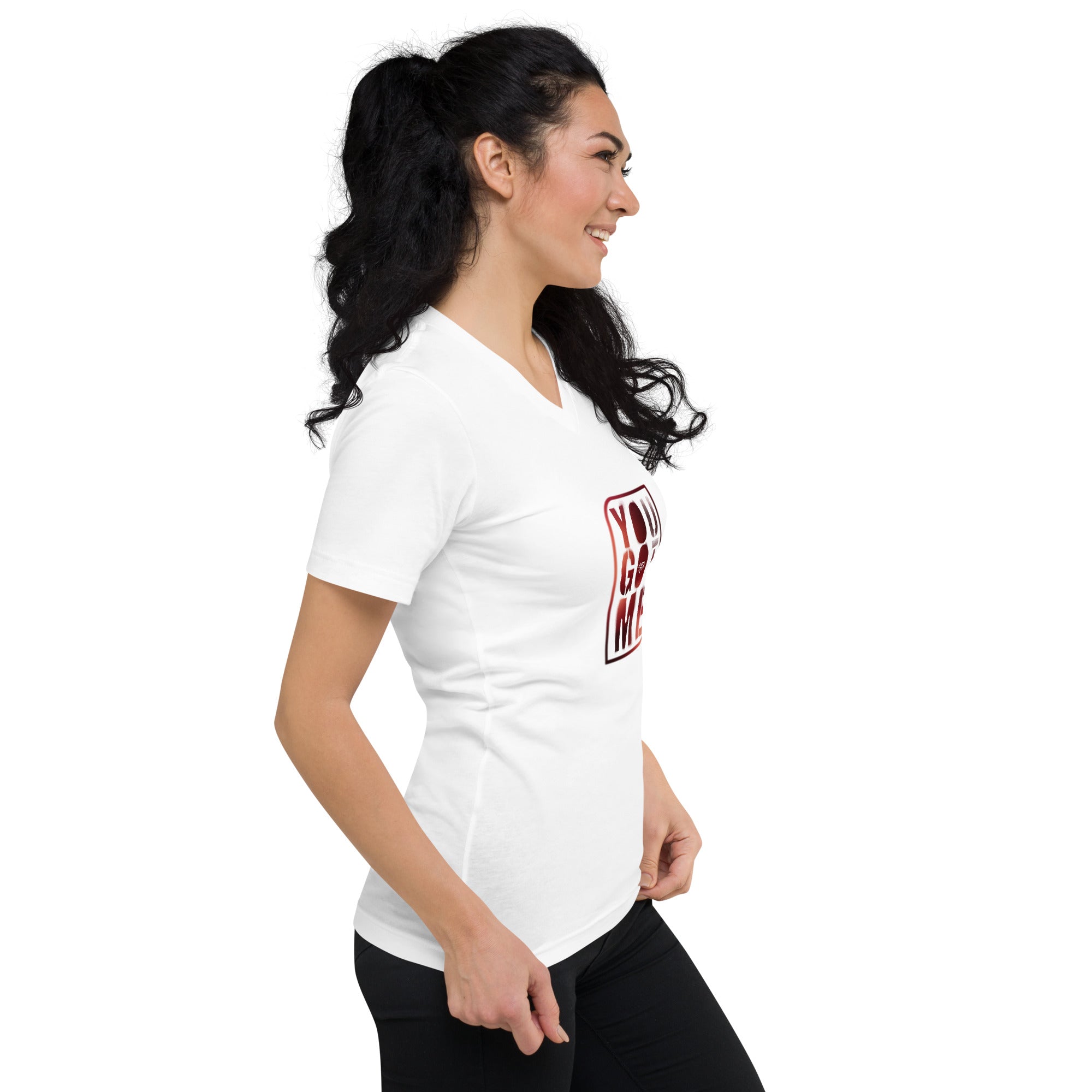 Unisex Short Sleeve White V-Neck T-Shirt